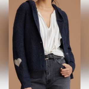 Anthropologie Heart Hoodie Cardigan